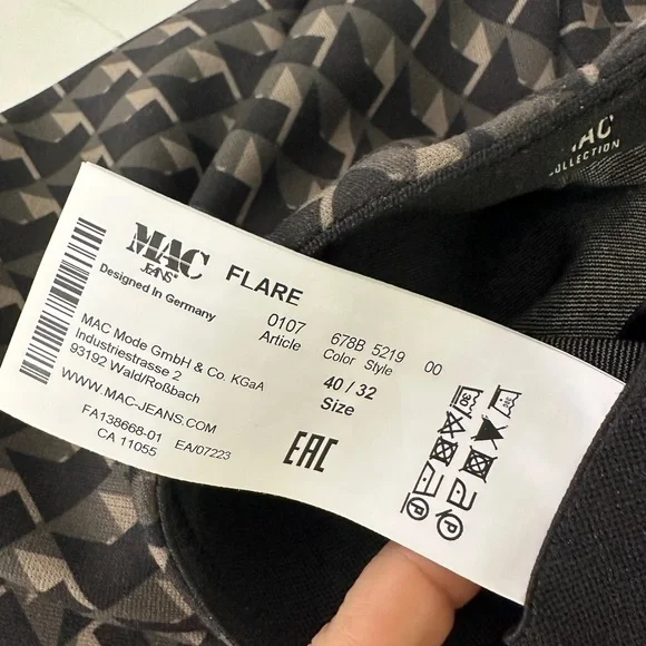 MAC Jeans Flare - Pine Tree Print Pullon Dress Pants sz 40 or size large‎ - Picture 5 of 11